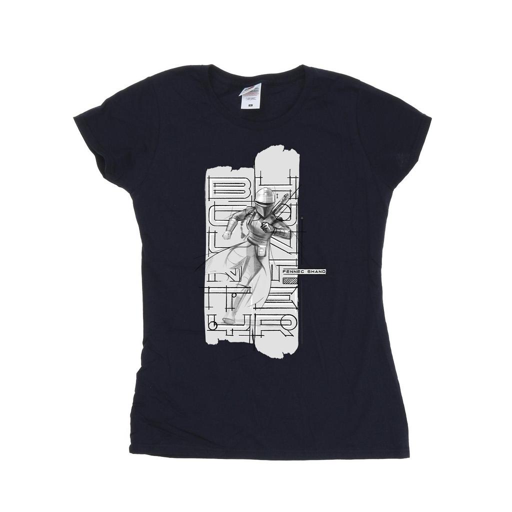 STAR WARS Womens/Ladies The Book Of Boba Fett Fennec Illustration Cotton T-Shirt