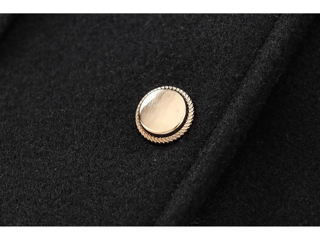 Navy-Style Gold Button High-Waisted Autumn Jacket for Women