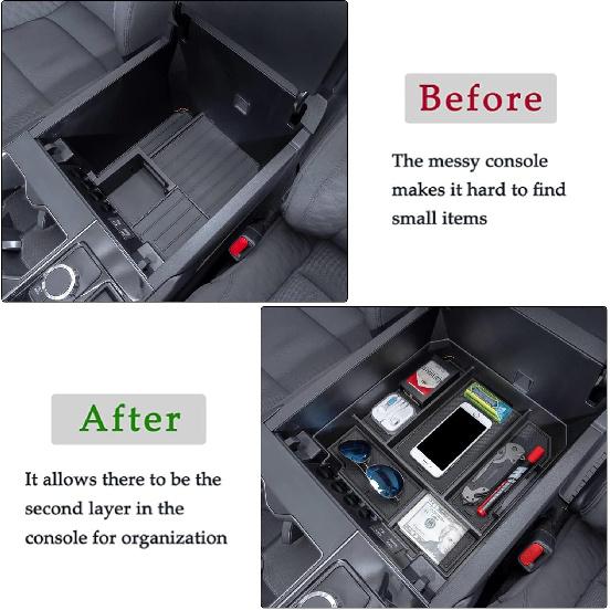 JDMCAR Center Console Organizer Compatible With -2025 2026 Toyota Tundra Accessories And -2026 Toyota Sequoia Armrest Secondary Storage Box ABS