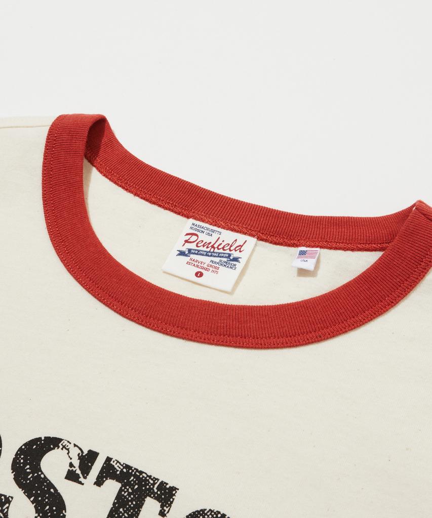 PENFIELD Boston Lettering Vintage Graphic Ringer Short Sleeve T-Shirt Ivory_Fs2Kt71U