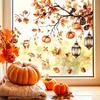 Decorative Window Film for Autumn Decor Static Sticker with Cute Animals & Maple Leaves, Removable Harvest Durable Clings Store Fronts