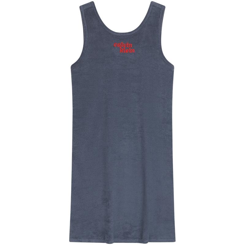 Calvin Klein Jeans Casual Commuter Style Embroidered Letter Towel Fabric Knitted Sleeveless Dress Women dresses 47G225G S