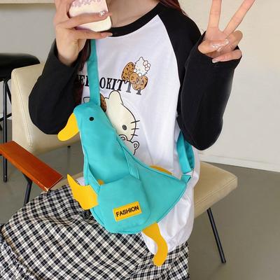 Cute Duck Funny Backpack Chest Bag Canvas Bag Versatile New Mobile Phone Messenger Bag Student Shoulder Fanny Pack