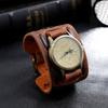 Men Watches Punk Retro Decorative Wide Strap Quartz Watch Male Clock Leather Bracelet Male Quartz Wristwatch Relógios Masculino