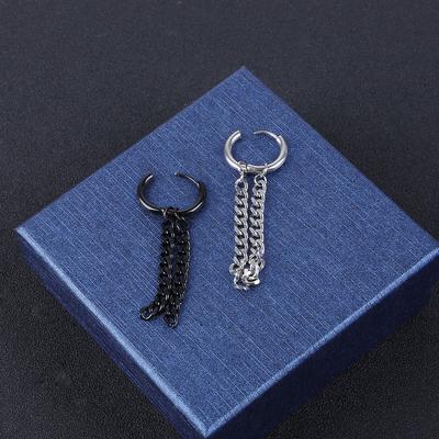 Titanium Steel Earrings Men Temperament Trendy Korean Long Tassel Chain