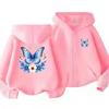 Butterfly Flower Girl Pink Hoodie Zip Up Cardigan Tops Black Hoodies 3-12 Year Zipper Style Children Red Autumn Coat