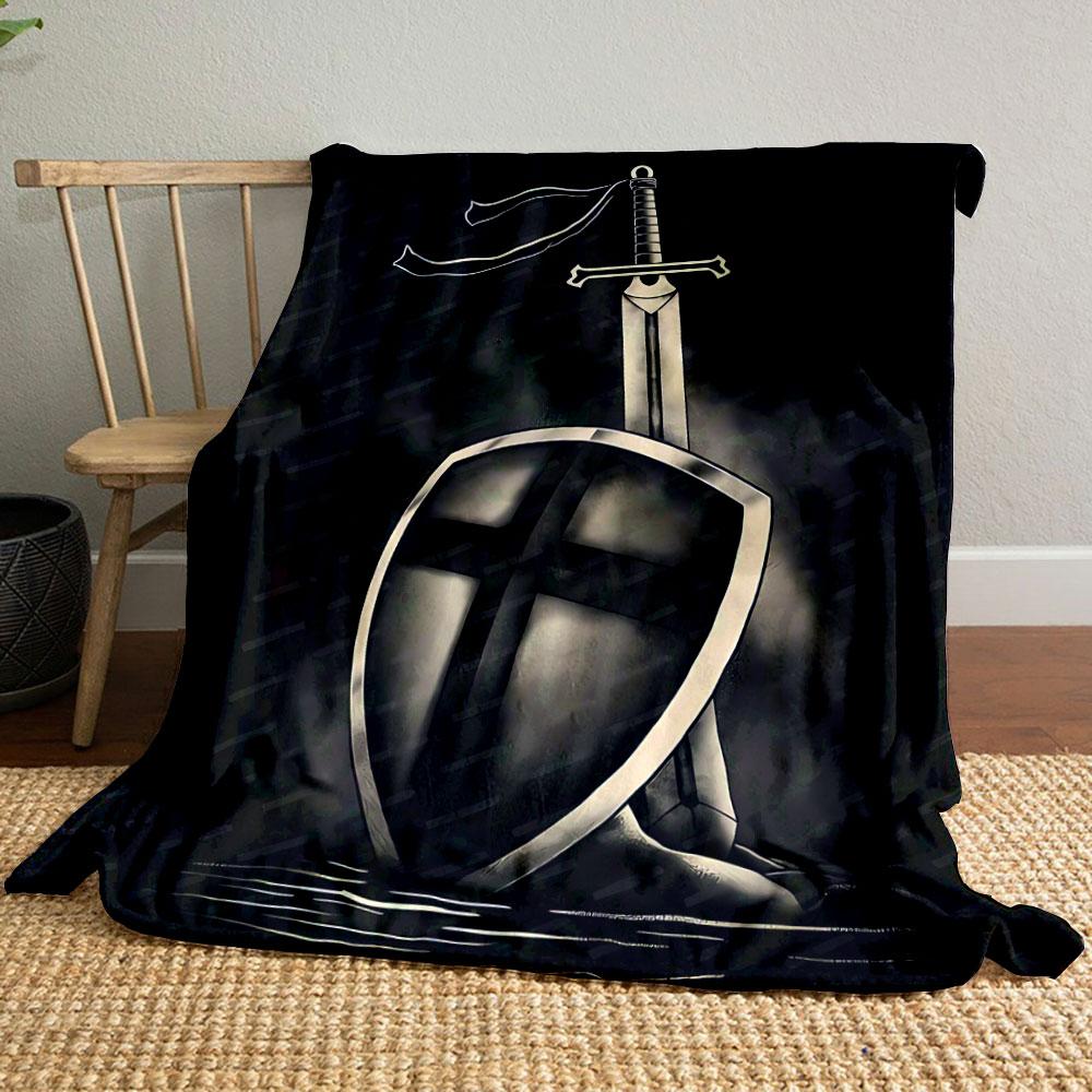 Crusader Sword Shield Blanket  Printed Blanket for Living Room Bed Couch lunch break Soft Cozy Blanket for Friend's festival Gift