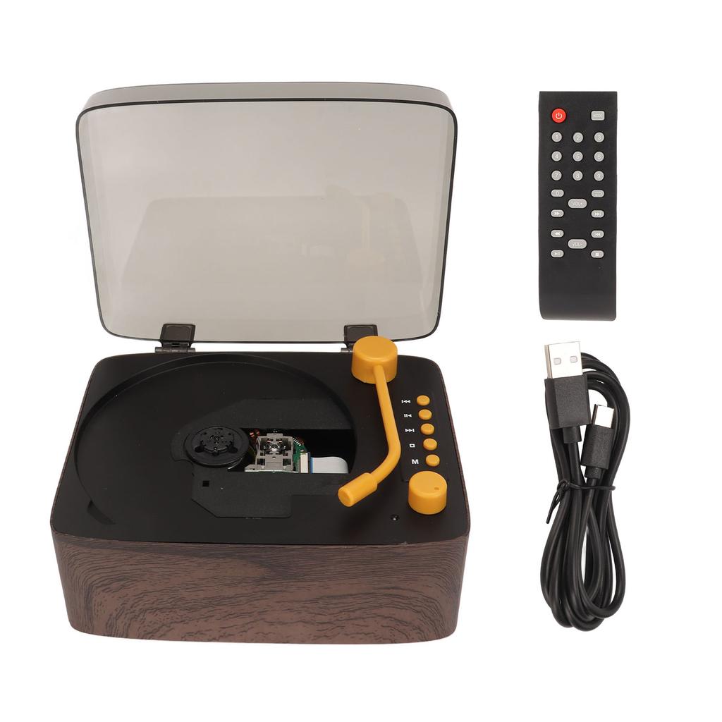 Bluetooth CD Player HiFi Stereo Portable CD Music Player with Remote Control Dust Cover Wood Grain