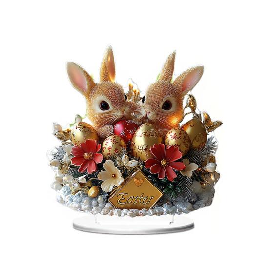 Iepuraș de Paște Acrilic Semn de Masă 2D Plat Ouă Floare Iepure Decorare Casă Living Ziua Îndrăgostiților Petrecere Sărbătoare Ornament de Masă