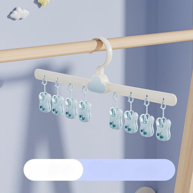 Hat Hanger Clips Multi-purpose Space-saving Sock Clip Organizer with 8 Clips for Baby Children's Clothes Wardrobe Clothes Hanger