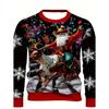 Men's T-Shirt Santa Claus 3D Print Christmas Men's Long Sleeve T-Shirts Casual Pullover Top Holiday Comfortable Men's Clothing