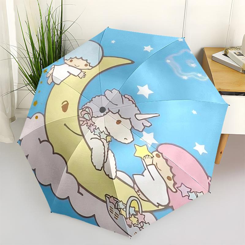 

1pc Unicorn Moon Basket Starry Sky Automatic Folding Umbrella - Portable 3-Fold Design with Iron Frame, Perfect for Fans, Travelers, Daily Use, and Fe