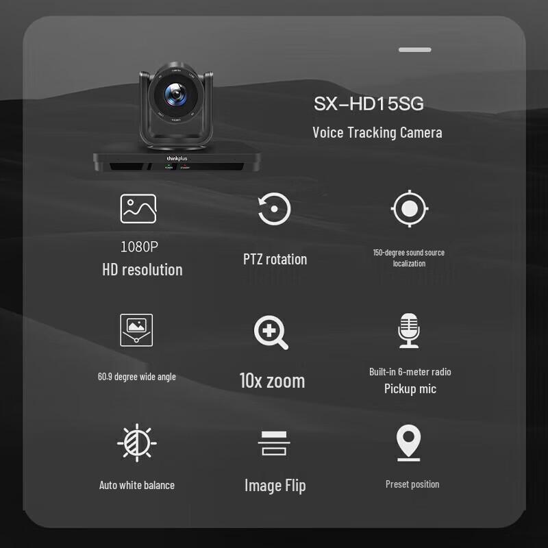Lenovo Caméra de Conférence Vidéo Thinkplus SX-HD15SG Zoom Optique 10x