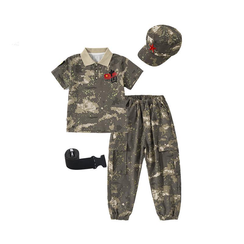 Kids' Summer Camo Uniform Set for Military Training and Outdoor Events - Unisex
