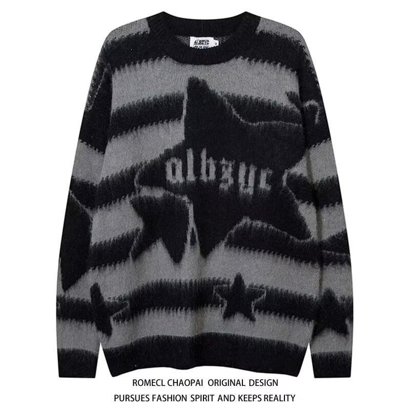 Pull Tricoté Oversize Hommes Femmes Hiver Chaud Coupe Ample Col Rond Manches Longues Pull avec Détail torsadé