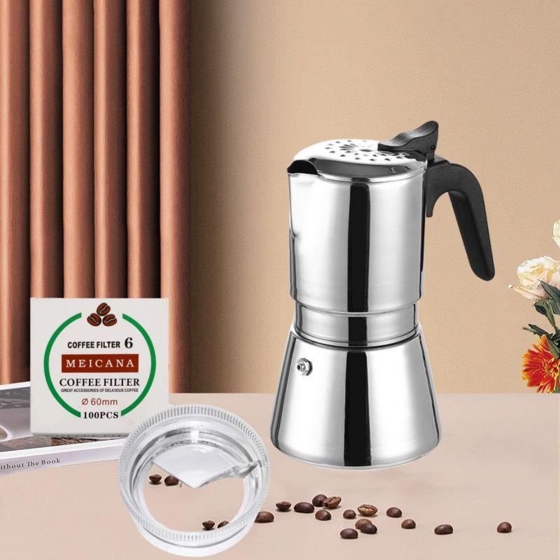 304 Stainless Steel Italian Moka Pot - High Pressure Espresso & Drip Coffee Maker