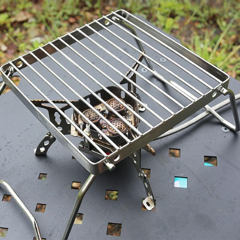 Portable Grill Grid Campfire Stand Stainless Steel Campings Stove Grill Rack Folding Campfire Grill for Outdoor Cooking