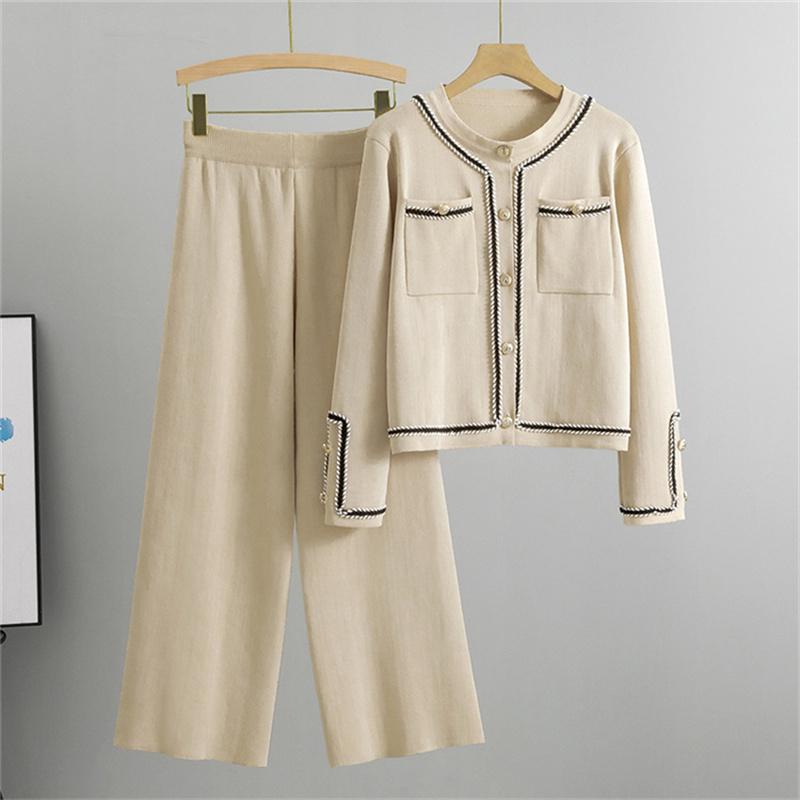 Autumn And Winter Fashion Temperament Knitted Cardigan Set For Women Slim And Fragrant Style Two Piece Set