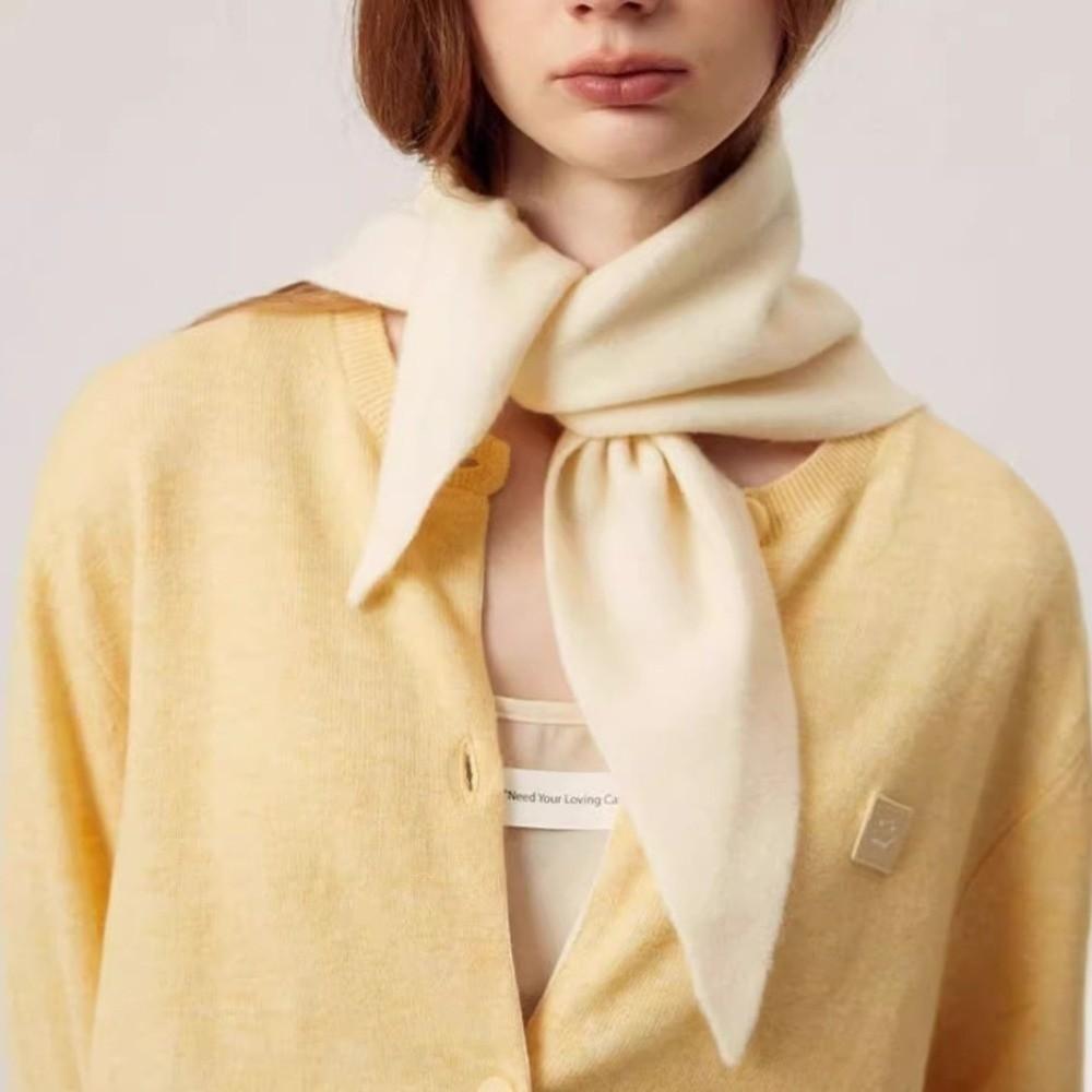 Solid Color Knitted Triangle Scarf Striped False Collar Neck Cover Cross Scarves Girl