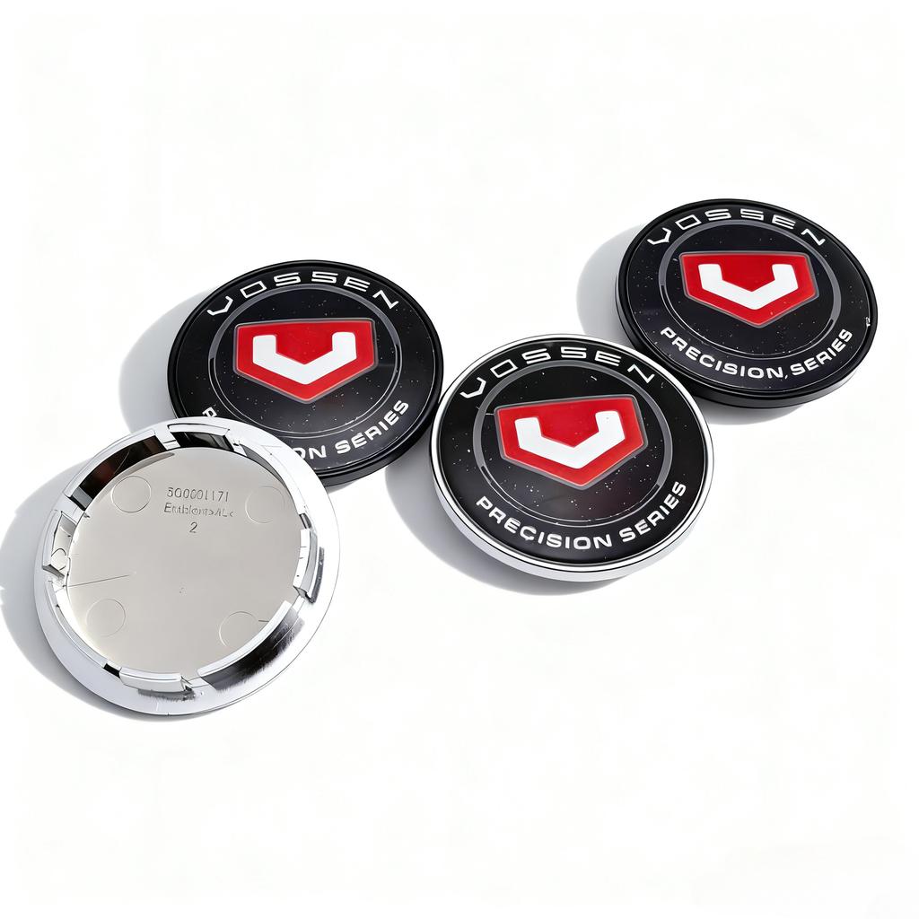 4 Stück VOSSEN Logo Emblem Auto Radnabendeckel 65MM Clips 56MM Räder Nabenkappe Vossen Abzeichen Felgennabendeckel Abdeckung Auto Zubehör