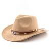 Bohemian-Stil tibetischer Hut Damen-Sonnenhut Cowboyhut tibetischer Zylinder Herren-Wildleder-Jazzhut großer Filzhut