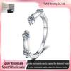 Adjustable Moissanite Stacking Ring, S925 Sterling Silver, Korean-Japanese Design