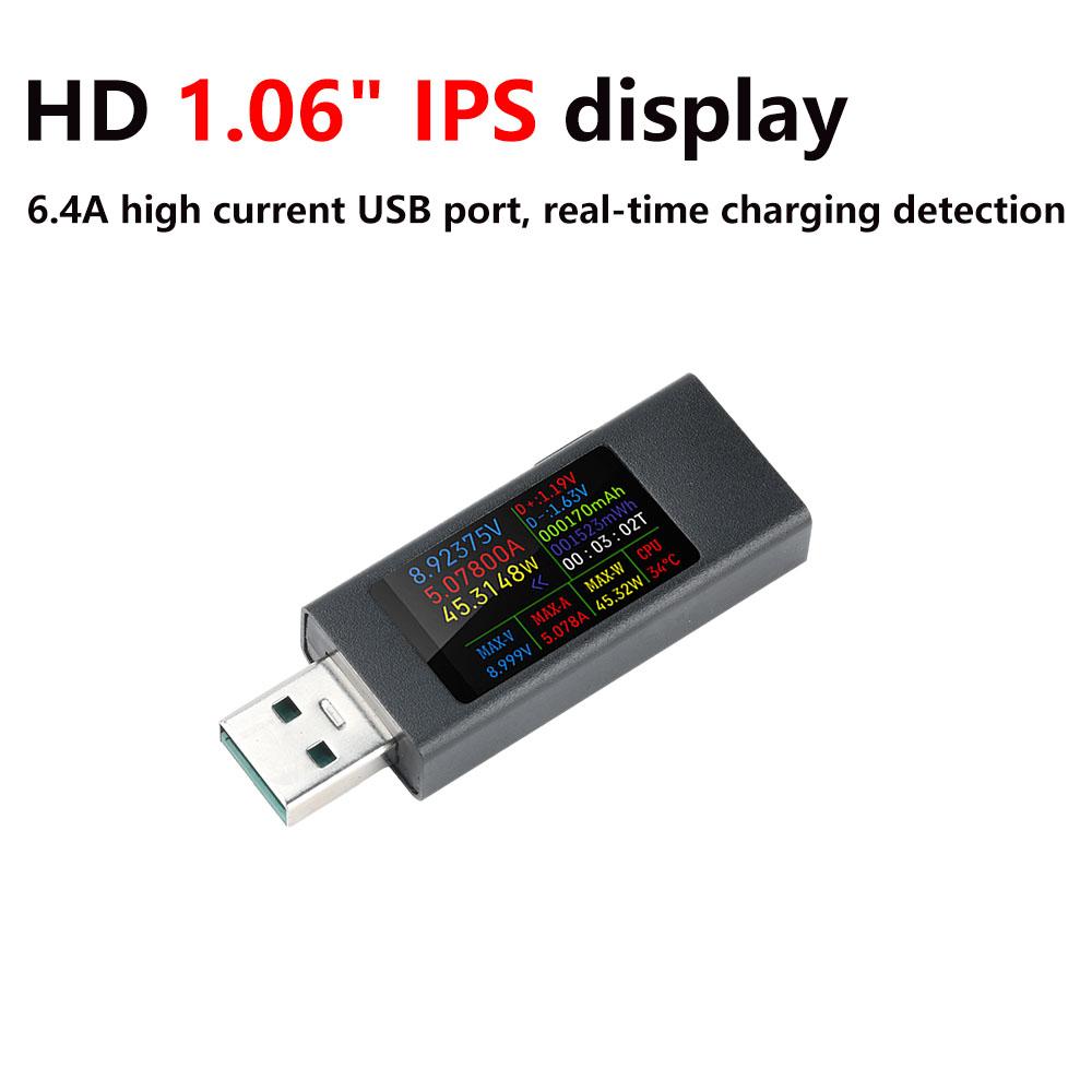 KWS-MX23 USB-Tester High Definition 1,06 Zoll IPS-Display Spannung Strom Leistungsmesser Voltmeter Amperemeter DC 4-30V 0-8A