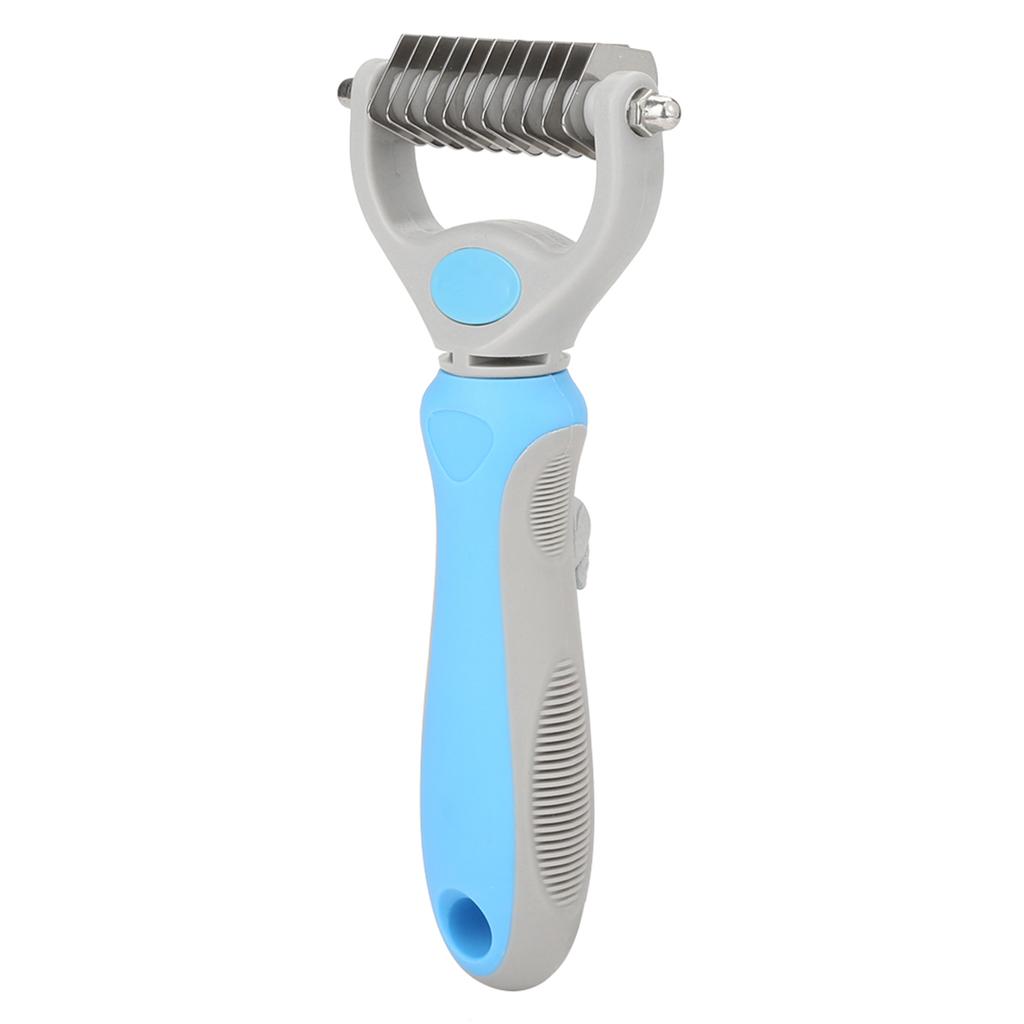 Double sided Stainless Steel Pet Hair Comb Brush Grooming Rake Dog Cat Trimmer Tool (Blue)