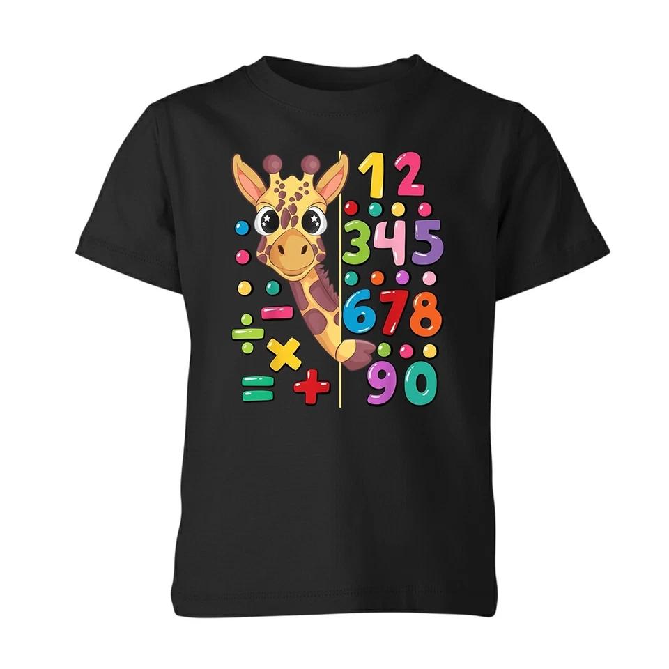 Math Day Number Day T Shirt Kids Unisex Boys Girls Cute Giraffe Maths Shirt Tee 100