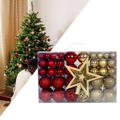 101Pcs Plastic Christmas Ball Set Shatterproof Christmas Ball Gift Box  Ceiling Decoration