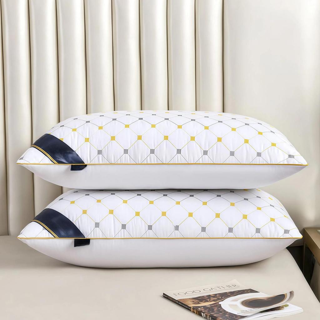Hotel Neck Support Sleep Aid Pillow Available In Singles or Pairs, Non Collapsing Core for Home or Dormitory.