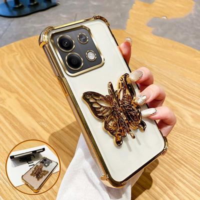 Étui Support Papillon 3D Plaqué Pour Xiaomi Redmi 15C Note 15 Note 14 Pro Plus 14C POCO C85 4G 5G Housse de Support Antichoc