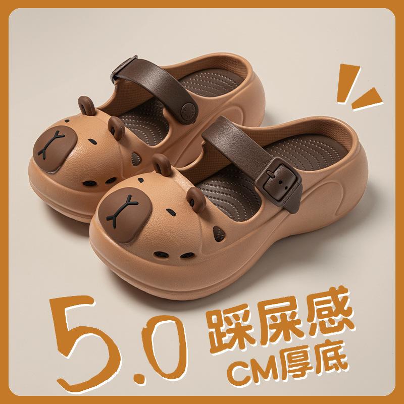Cute Hole Shoes for Women In Summer 2025 New Home Thick-soled Outdoor Non-slip Beach Sandals