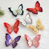 Pack Of 3 Double Layer Butterfly Christmas Tree Clip Accessory Elegant Fabric Ornament For Holiday Decorations