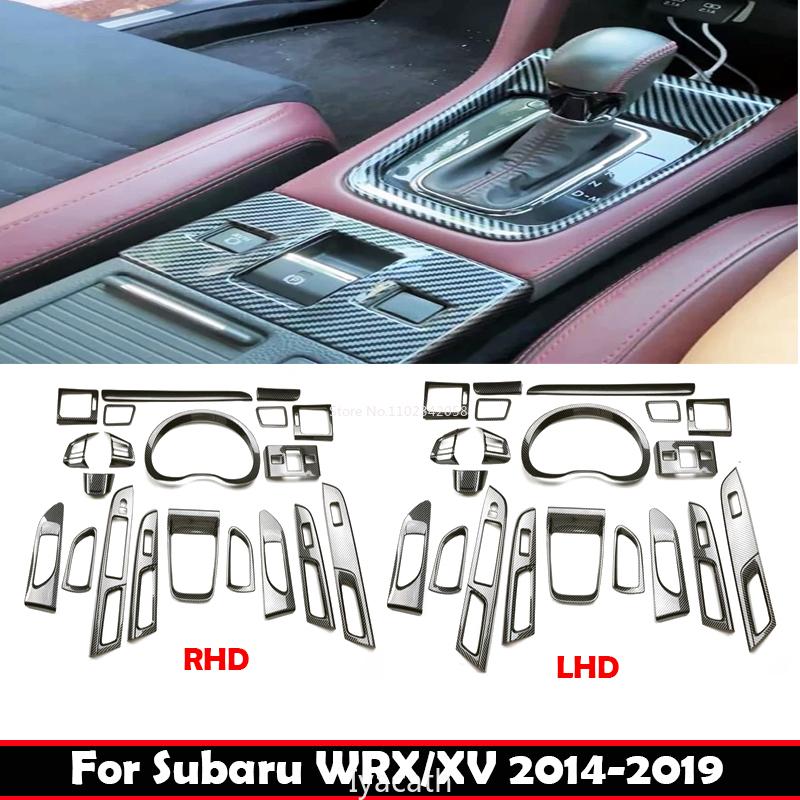 LHD RHD For Subaru WRX STI XV 2014- ABS carbonfiber Interior Accessories door handle window switch AT Gear Shift Box Panel