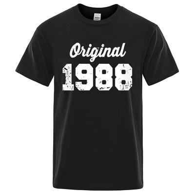 Originale 1988 Herren T-Shirts mit weißem Aufdruck, atmungsaktive Kleidung, hochwertiges T-Shirt, Hip-Hop O-Ausschnitt Baumwoll-T-Shirt für Paare