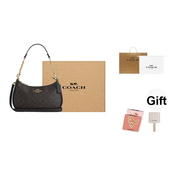 Coach Teri 24 Klassisches Monogramm-Logo Kunstleder und Recyceltes Leder Umhängetasche Mittelgroß Damen Umhängetasche Dunkelbraun CV933-IMXAQ