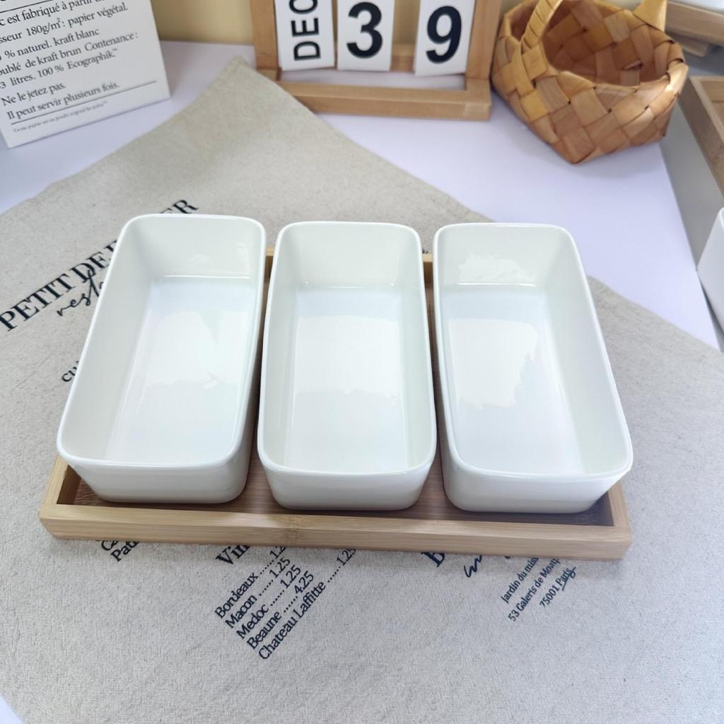 Creative Ceramic Snack Plate Platter Home Electric Steamer Square Dessert Small Bowl Rectangular Steaming Bowl Combination