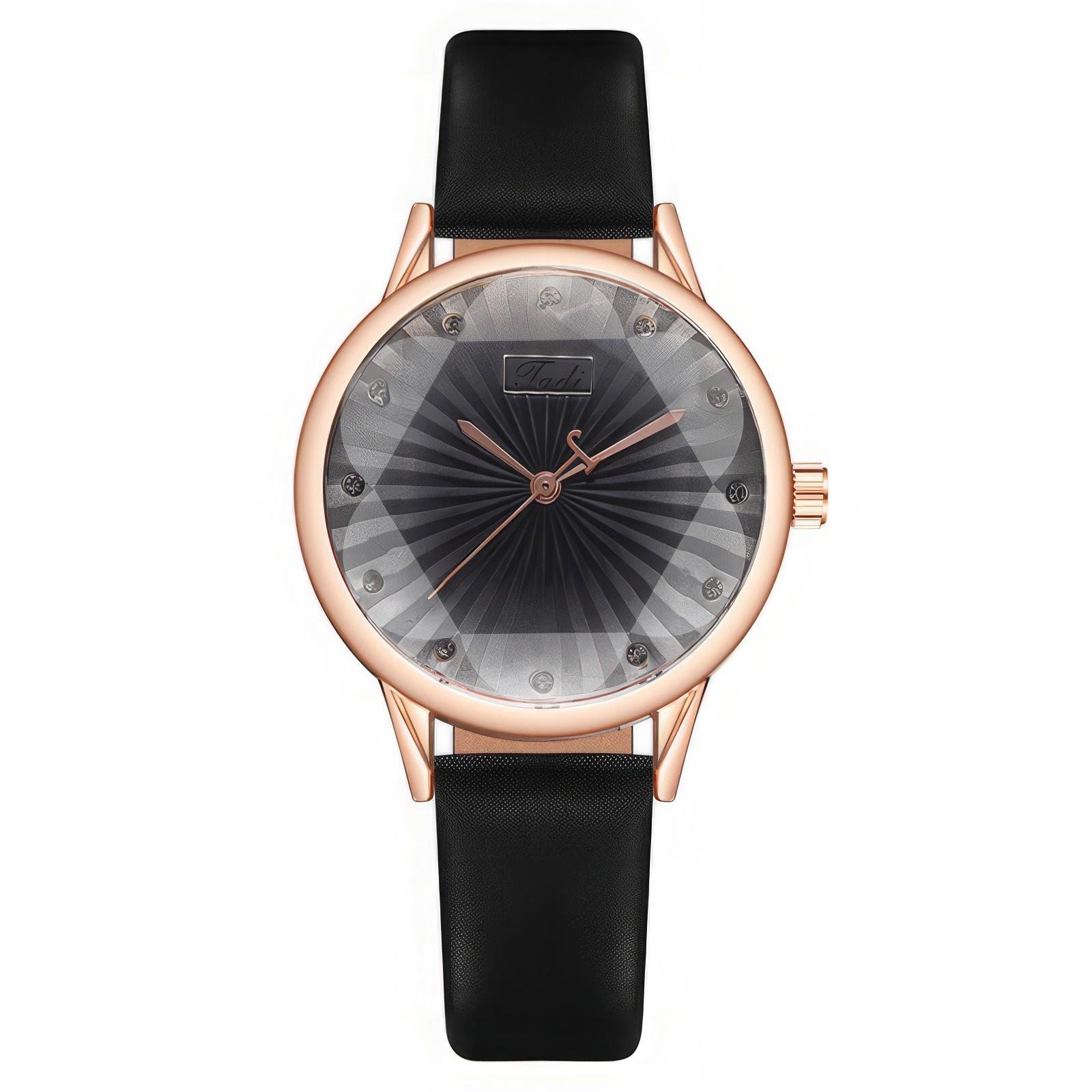 

Женские модные кожаные часы One Size чёрный