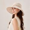 Women Elegant Bow Wide Brim Fisherman Hat Anti-UV Sunscreen Summer Hat Foldable Travel Beach Cap Korean Style 11cm Brim Sun Hat