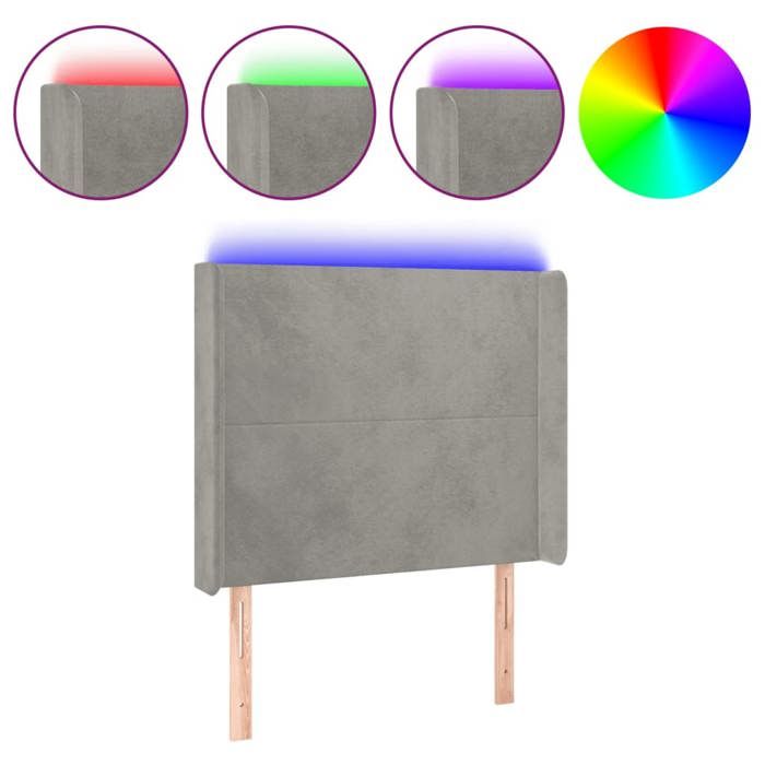 VidaXL LED Headboard Bedroom Furniture Single Bed Accessory Headboard Bed Frame Interior Light Grey 3123804