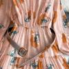 Herbst Vintage Frauen Floral Bedruckte Patchwork Lange Kleid Elegante V-ausschnitt Puff Ärmel Aushöhlen Saum Urlaub Strand Vestidos Neue