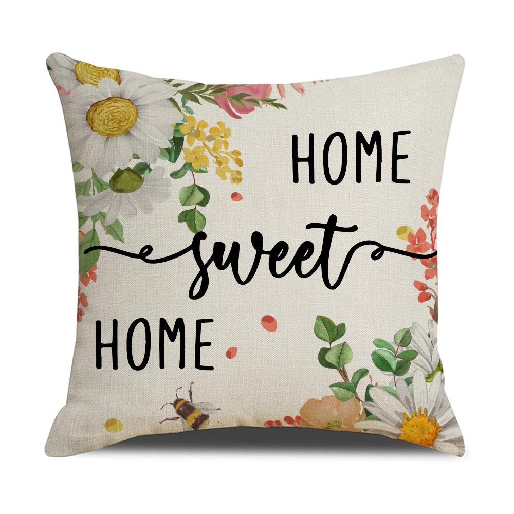 Spring and Summer Flowers, Birds and Plants Pillowcases Modern Simple Living Room Decorative Sofa Cushion Cover Bedroom Pillow