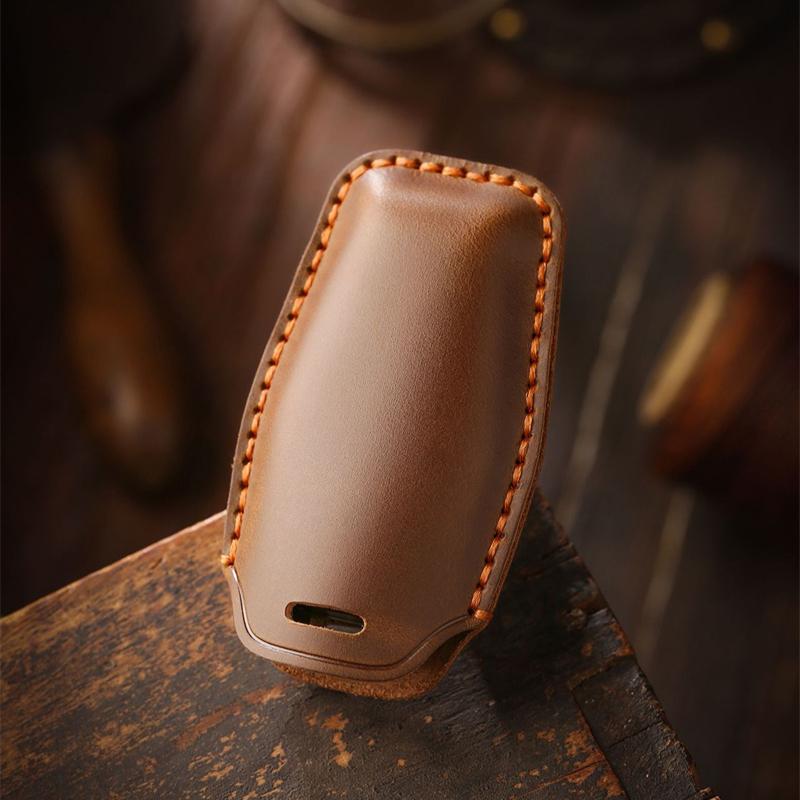 Leder Schlüsseletui Hülle für Mitsubishi Outlander 2022 2023 2/3 Tasten Fernbedienung Smart Key Halter Autoschlüsselanhänger Schutz