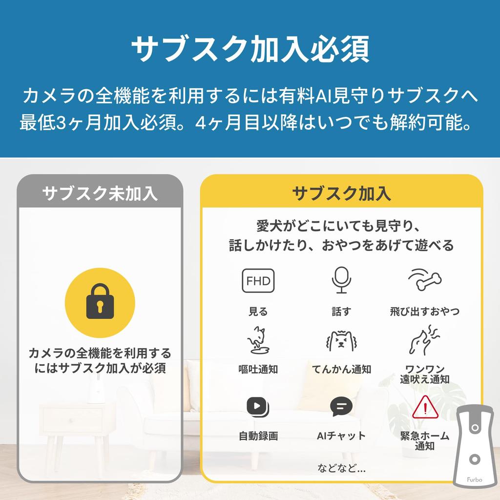 Furbo Dog Camera View Premium Flat Rate Package Furbo Pet Dog Cat Subscription Required 360°