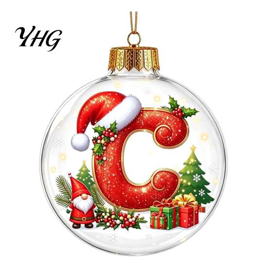 Xmas Wall Hanging Ornaments 26?Letter Acrylic Christmas Ball Ornament, 3D Crystal Style Alphabet Tree Decorations Pendant, Home Party Holiday