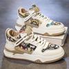 Light luxury autumn men's high-top sports and leisure shoes, teenagers thick-soled versatile men's shoes, live cartoon skateboard shoes