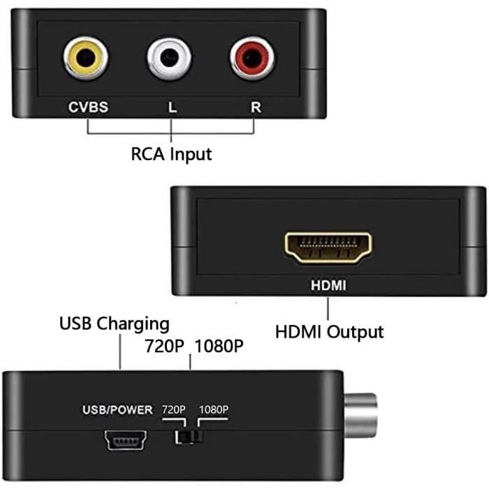 Adaptateur RCA HDMI - Aweskmod - PS2 - 1080p - Streaming Audio/vidéo - Noir