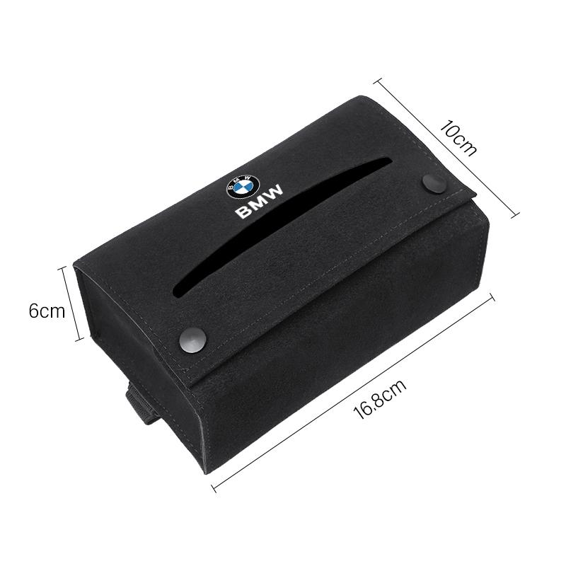 DJSA5 Car Tissue Box Suede Tissue Storage Bag For BMW M E60 G30 G20 G05 E60 G26 E39 E36 Car Interior Accessories Kleenex Case Keychain