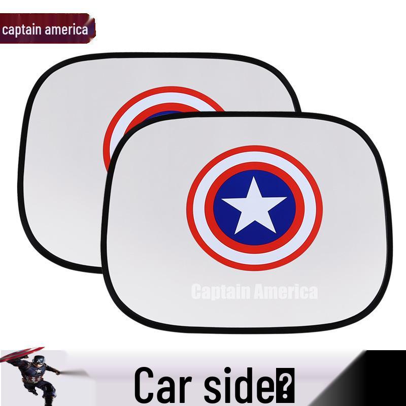 Captain America, Superman & Batman Car Window Sunshade - Summer Cartoon Sun Blocker Captain America Side Shade Pair
